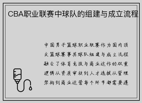 CBA职业联赛中球队的组建与成立流程